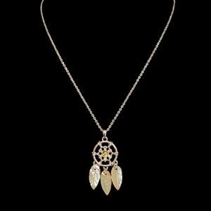 Dreamcatcher‎ Necklace Silver-tone Mother of Pearl Feather Chain Pendant Gift